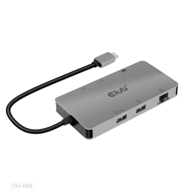 CLUB3D CSV-1593 interface hub USB 3.2 Gen 1 (3.1 Gen 1) Type-C 16200 Mbit/s Metallic